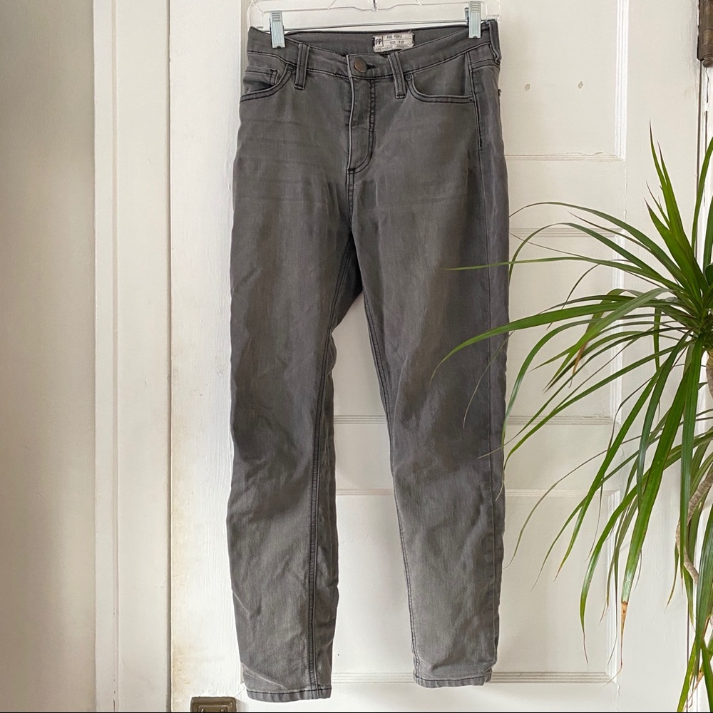 Free People Gray High Rise Skinny Jeans